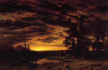 Albert Bierstadt : Evening on the Prarie